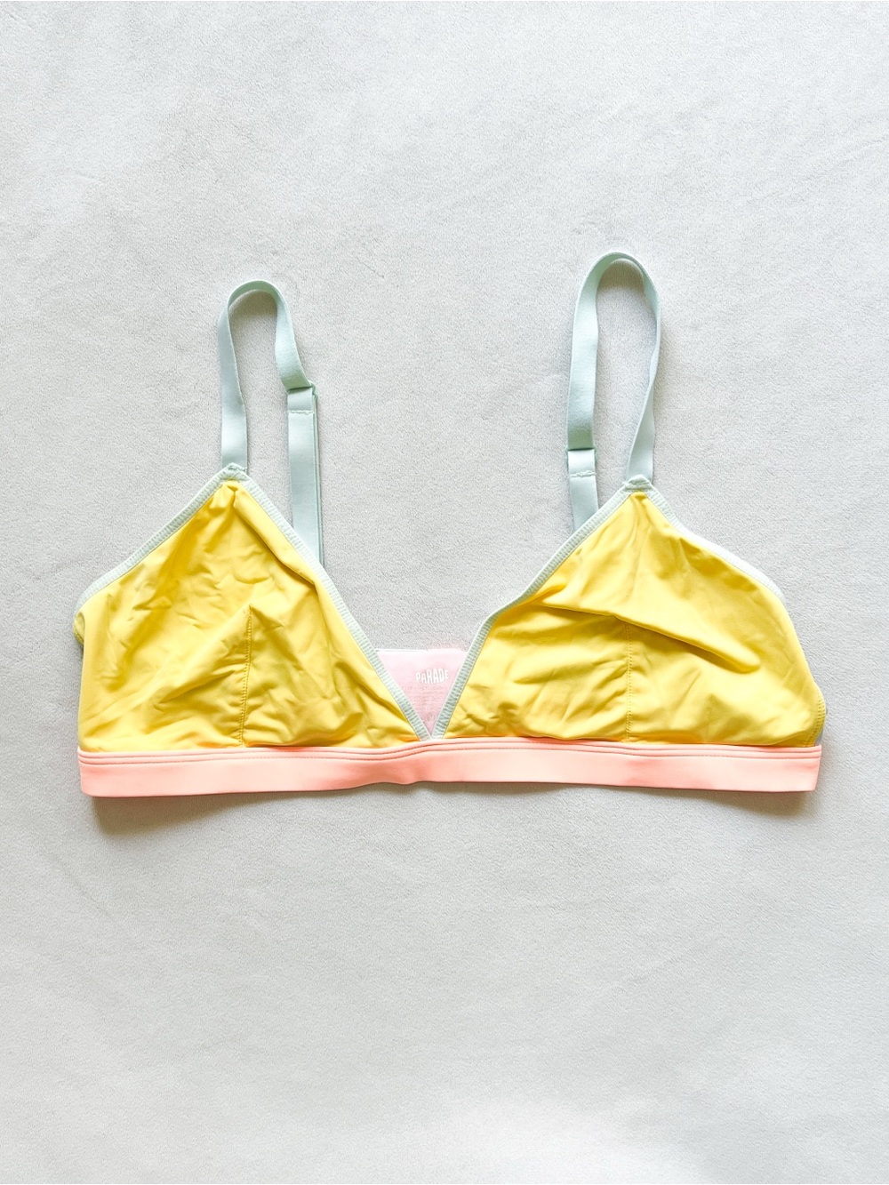 Parade Yellow & Pink Triangle Bralette with Mint Straps - Medium